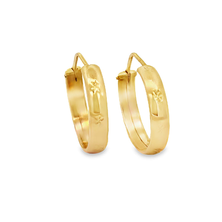 14K Yellow Gold Star-Accented Hoop Earrings