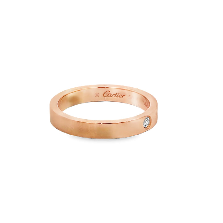 Pre-Owned Cartier Single Diamond 18K Rose Gold Band Ring