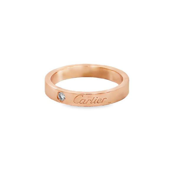 Pre-Owned Cartier Single Diamond 18K Rose Gold Band Ring