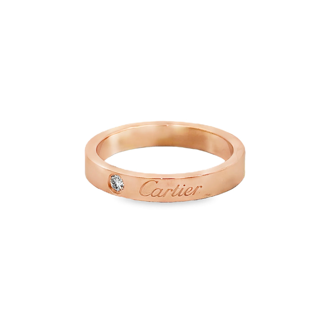 Pre-Owned Cartier Single Diamond 18K Rose Gold Band Ring