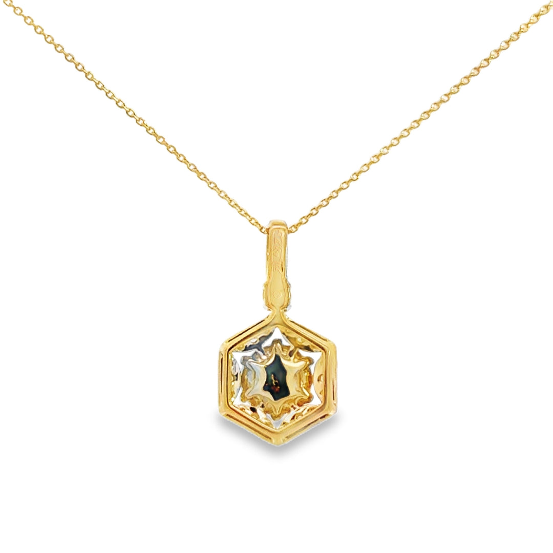 0.16 CTW Diamond &amp; 0.58 CT Opal 14K Yellow Gold Pendant Necklace