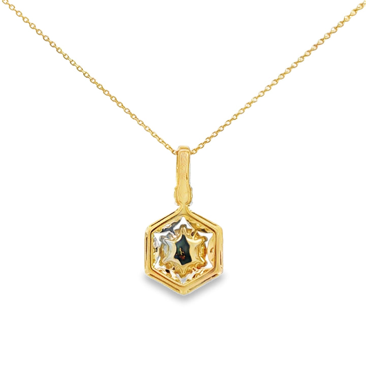 0.16 CTW Diamond &amp; 0.58 CT Opal 14K Yellow Gold Pendant Necklace