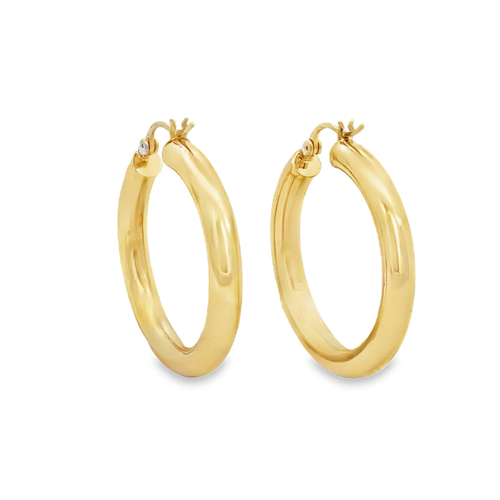 14K Yellow Gold Tube Hoop Earrings