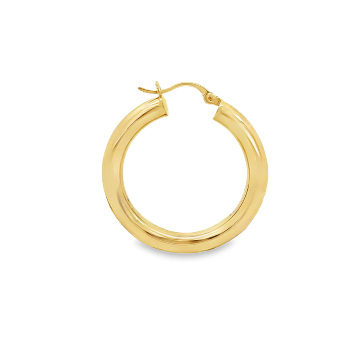 14K Yellow Gold Tube Hoop Earrings