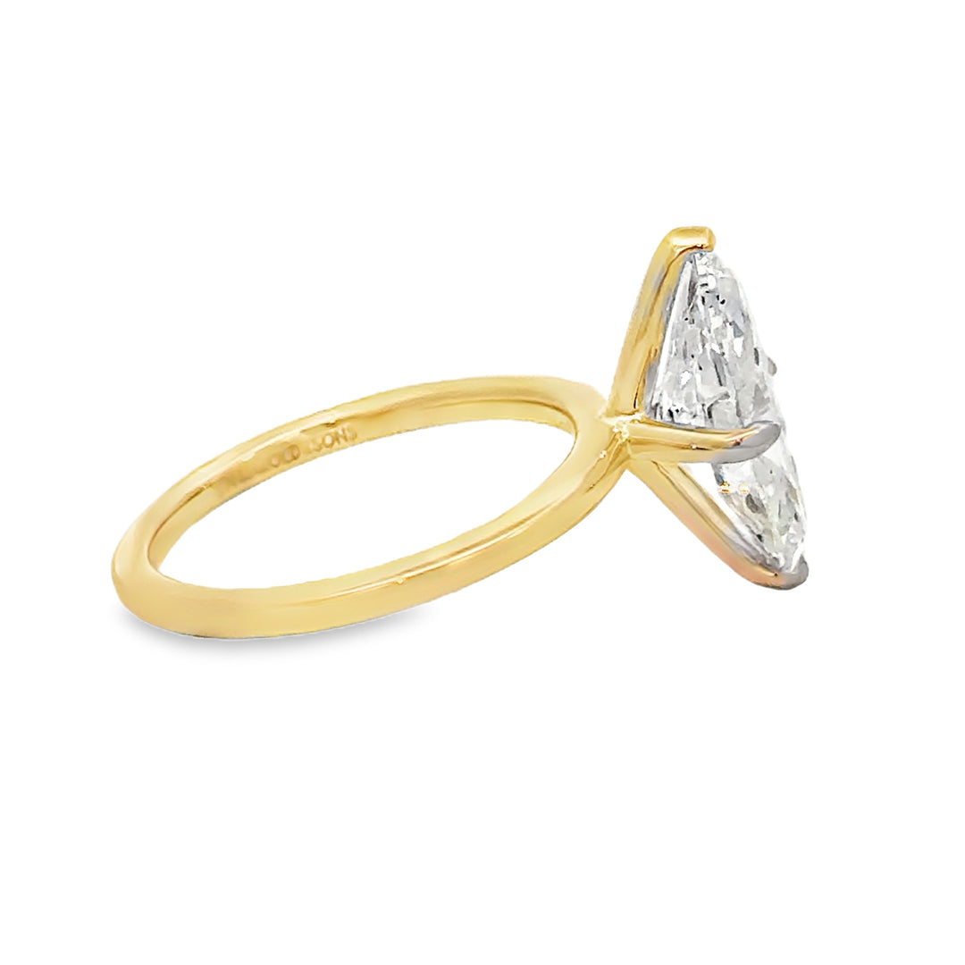 Lab Grown 3.03 CT Marquise Diamond 14K Yellow Gold Engagement Ring