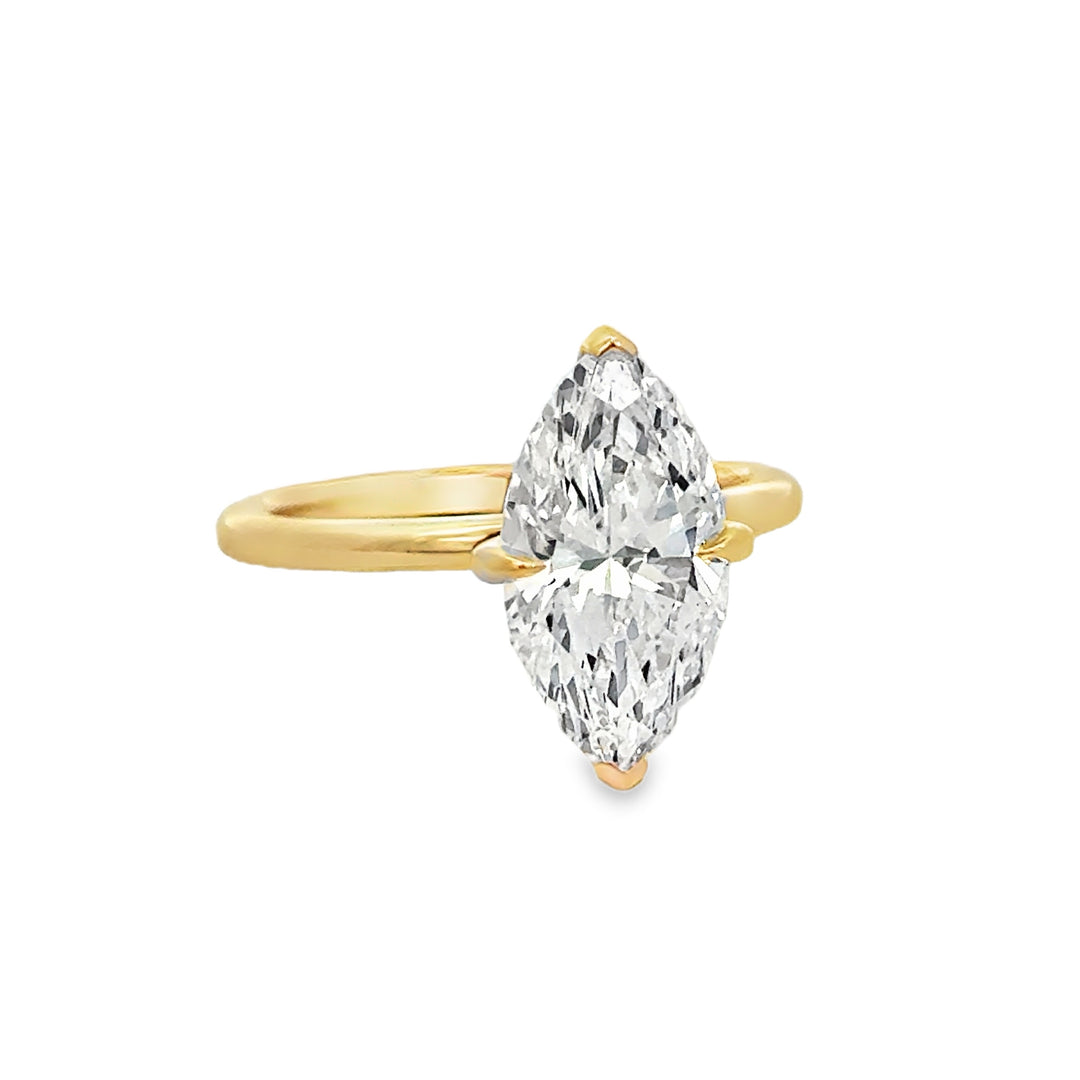 Lab Grown 3.03 CT Marquise Diamond 14K Yellow Gold Engagement Ring