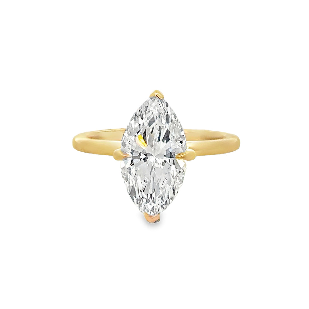 Lab Grown 3.03 CT Marquise Diamond 14K Yellow Gold Engagement Ring
