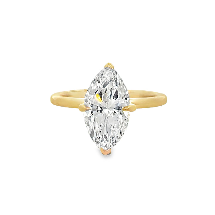 Lab Grown 3.03 CT Marquise Diamond 14K Yellow Gold Engagement Ring