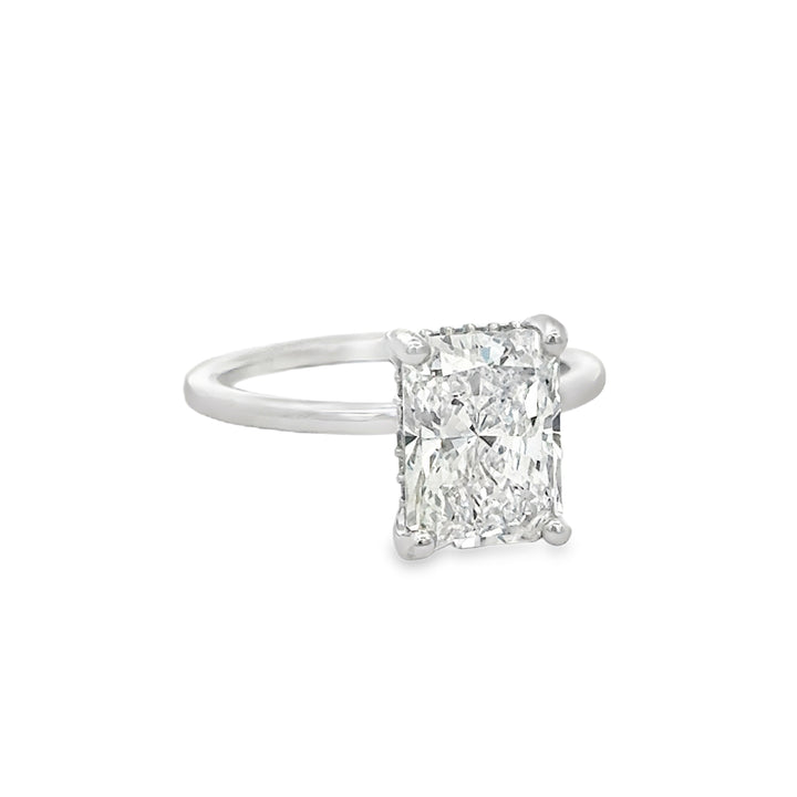 Lab Grown 3.08 CTW Diamond 14K White Gold Radiant Engagement Ring
