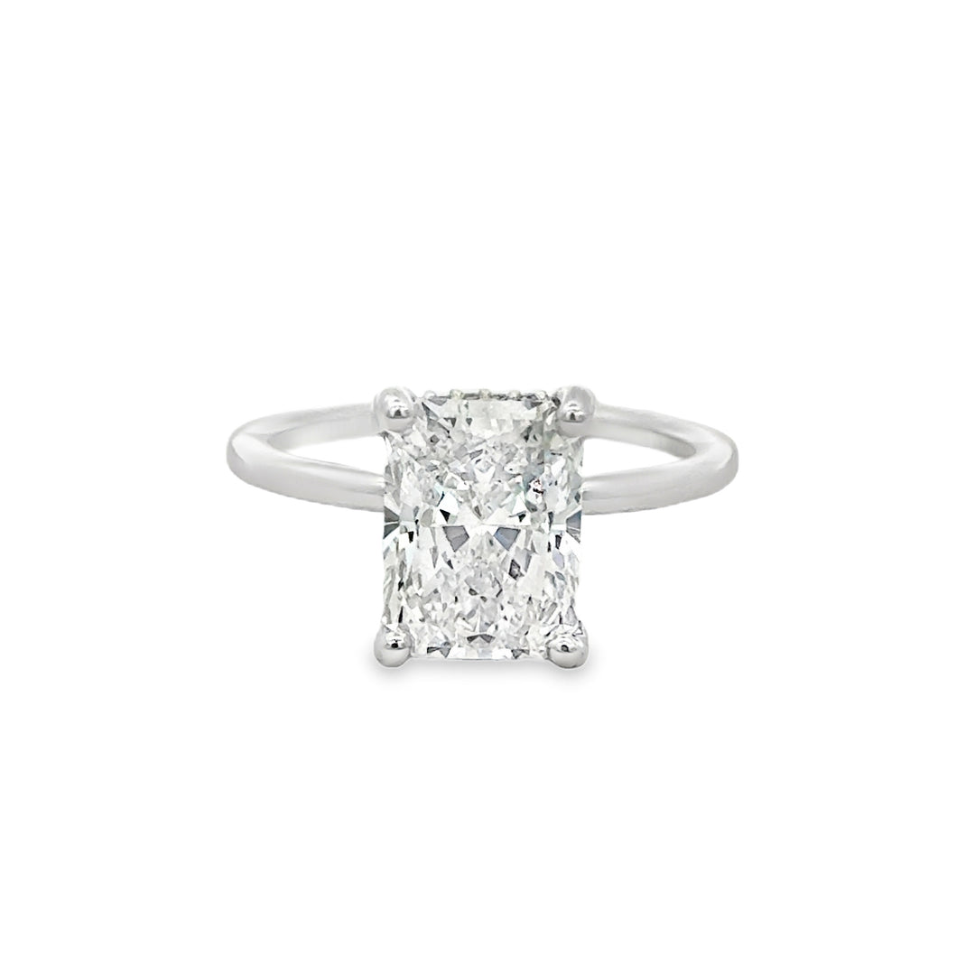 Lab Grown 3.08 CTW Diamond 14K White Gold Radiant Engagement Ring