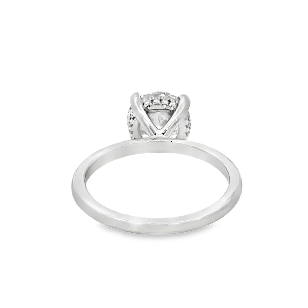 2.02 CT Round Lab Grown Diamond Platinum Hidden Halo Engagement Ring