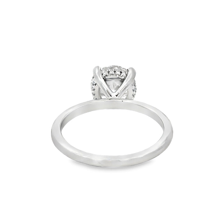 2.02 CT Round Lab Grown Diamond Platinum Hidden Halo Engagement Ring