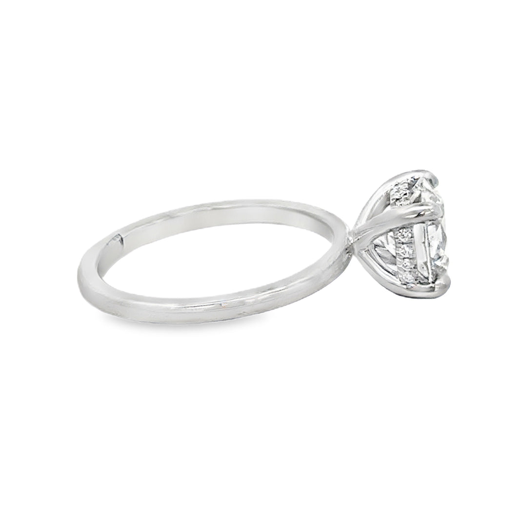 2.02 CT Round Lab Grown Diamond Platinum Hidden Halo Engagement Ring
