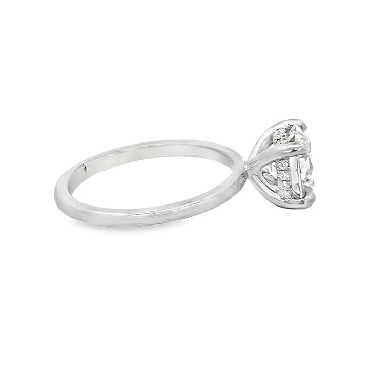 2.02 CT Round Lab Grown Diamond Platinum Hidden Halo Engagement Ring