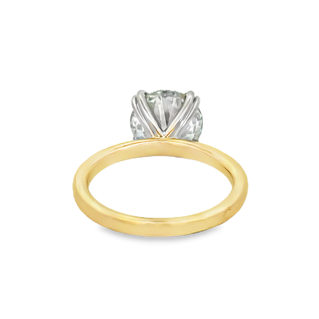 3.01 CT Round Lab Grown Diamond 14K Yellow Gold Engagement Ring