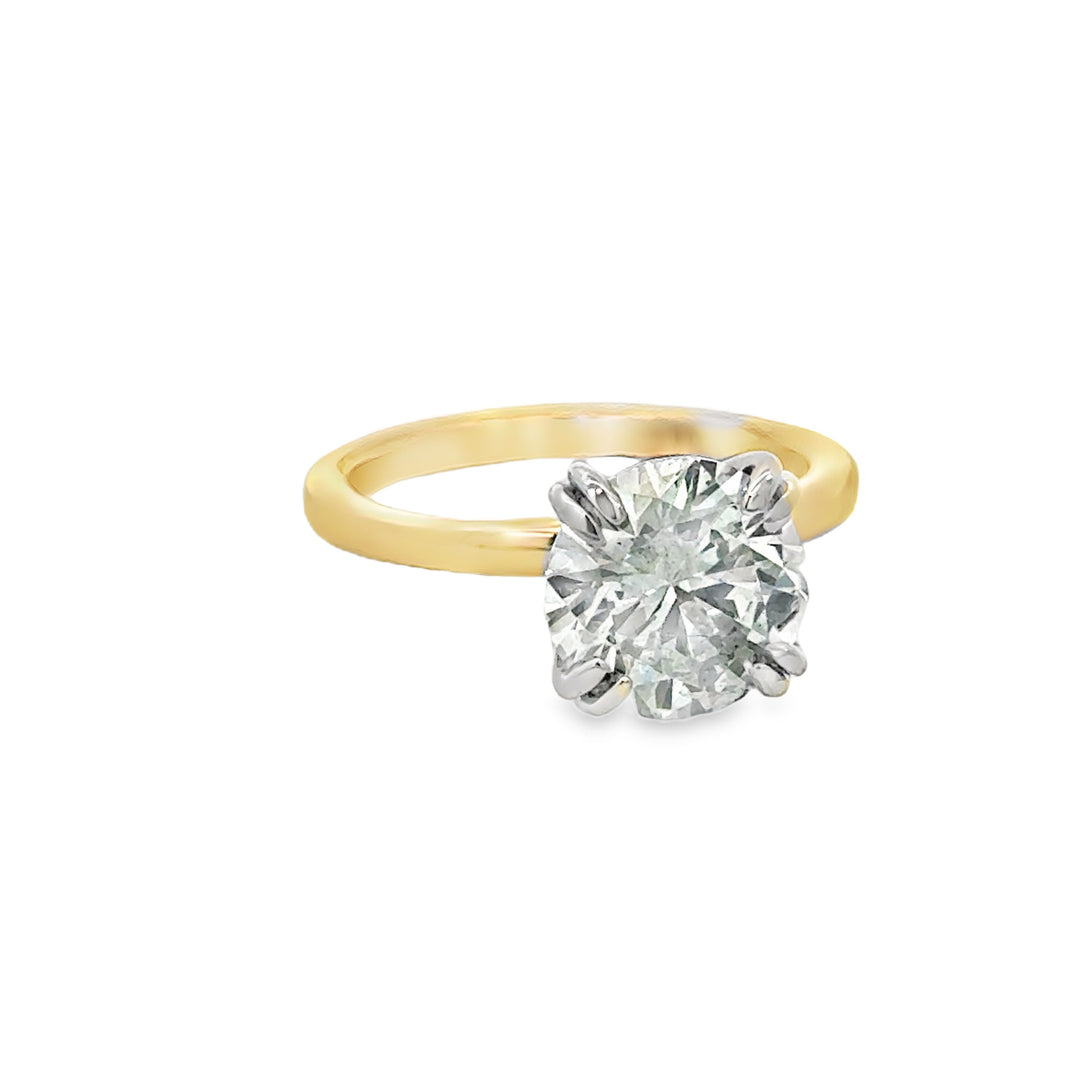 3.01 CT Round Lab Grown Diamond 14K Yellow Gold Engagement Ring