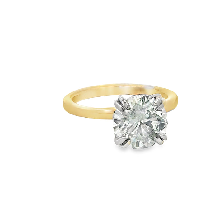 3.01 CT Round Lab Grown Diamond 14K Yellow Gold Engagement Ring