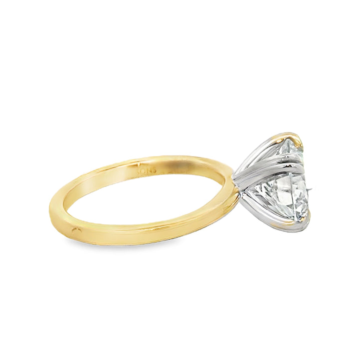 3.01 CT Round Lab Grown Diamond 14K Yellow Gold Engagement Ring
