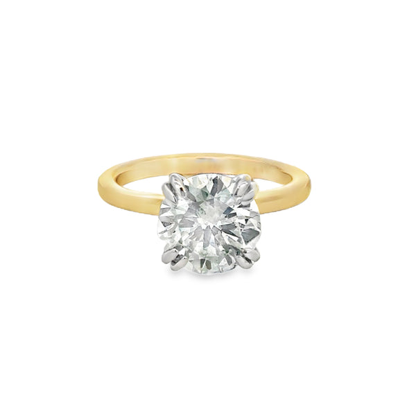 3.01 CT Round Lab Grown Diamond 14K Yellow Gold Engagement Ring