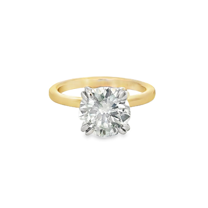 3.01 CT Round Lab Grown Diamond 14K Yellow Gold Engagement Ring