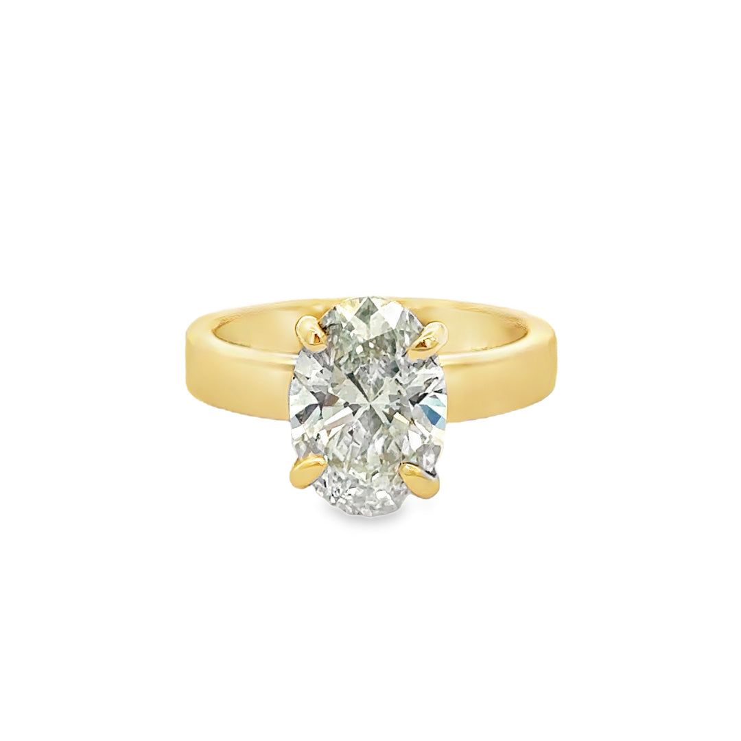 3.04 CT Oval Lab Grown Diamond 14K Yellow Gold Engagement Ring