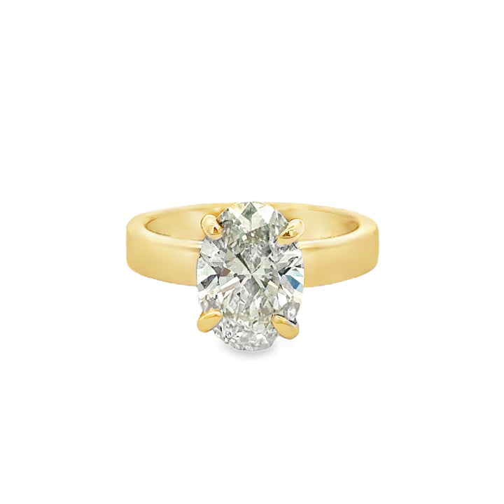 3.04 CT Oval Lab Grown Diamond 14K Yellow Gold Engagement Ring