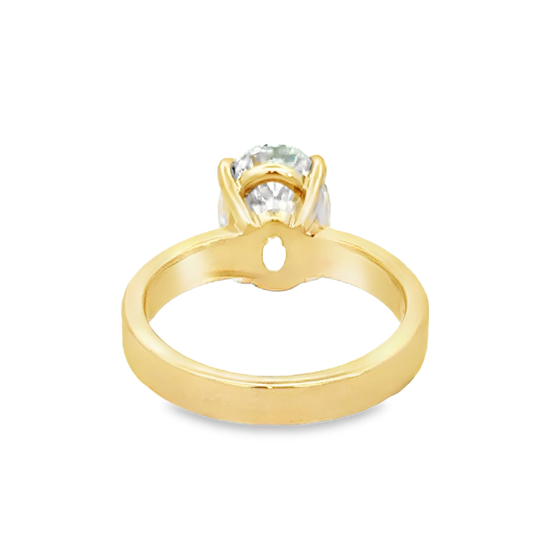 3.04 CT Oval Lab Grown Diamond 14K Yellow Gold Engagement Ring
