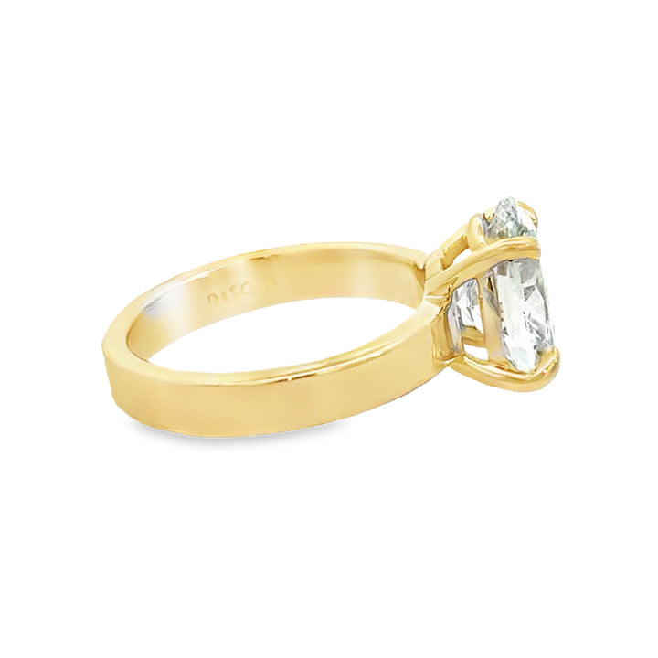 3.04 CT Oval Lab Grown Diamond 14K Yellow Gold Engagement Ring