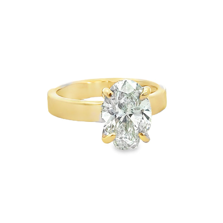 3.04 CT Oval Lab Grown Diamond 14K Yellow Gold Engagement Ring