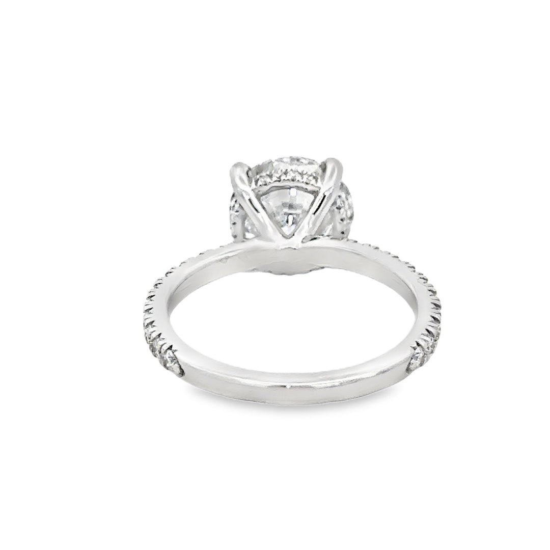 3.01 CT Round Lab Grown Diamond 14K White Gold Hidden Halo Engagement Ring