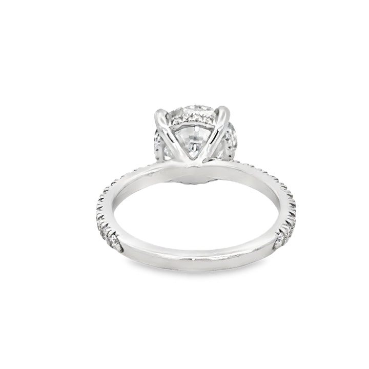 3.01 CT Round Lab Grown Diamond 14K White Gold Hidden Halo Engagement Ring