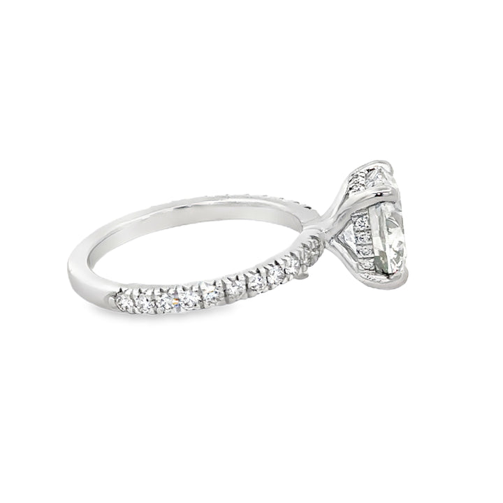 3.01 CT Round Lab Grown Diamond 14K White Gold Hidden Halo Engagement Ring