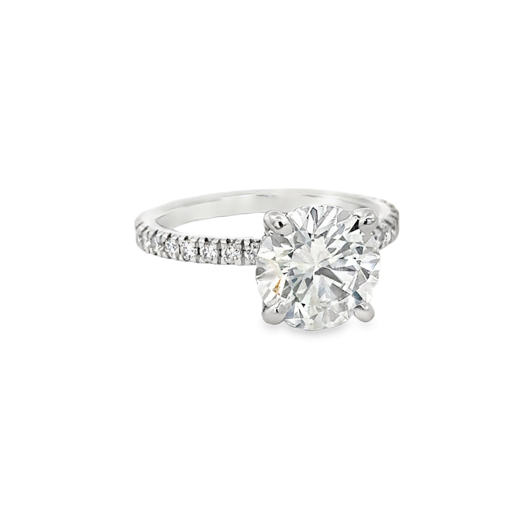 3.01 CT Round Lab Grown Diamond 14K White Gold Hidden Halo Engagement Ring