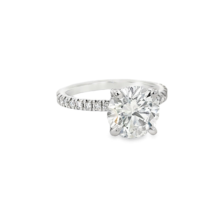 3.01 CT Round Lab Grown Diamond 14K White Gold Hidden Halo Engagement Ring