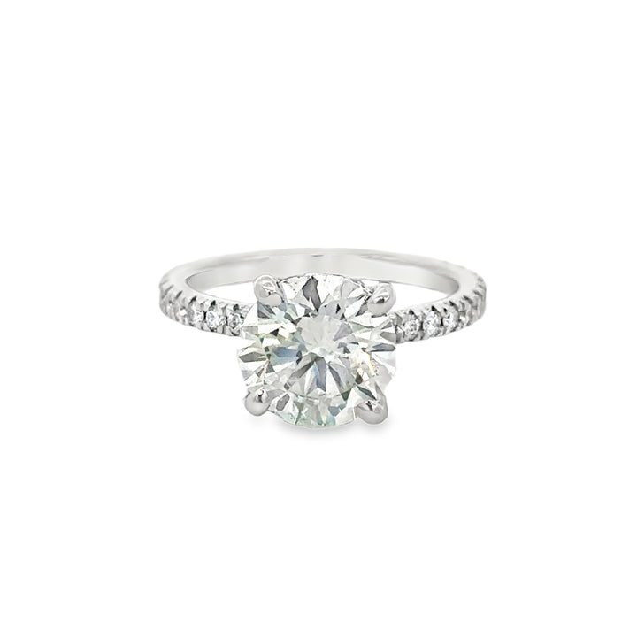 3.01 CT Round Lab Grown Diamond 14K White Gold Hidden Halo Engagement Ring