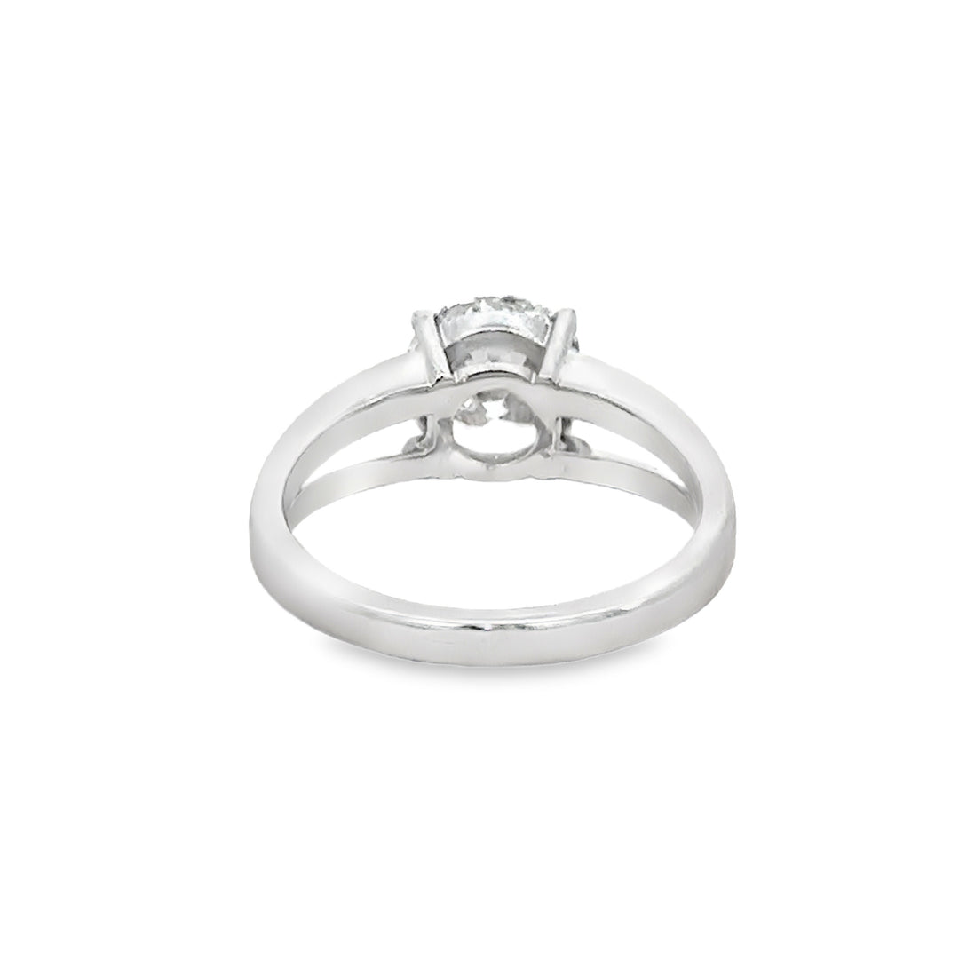 2.02 CT Round Lab Grown Diamond 18K White Gold Split Shank Engagement Ring