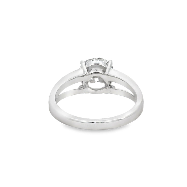 2.02 CT Round Lab Grown Diamond 18K White Gold Split Shank Engagement Ring