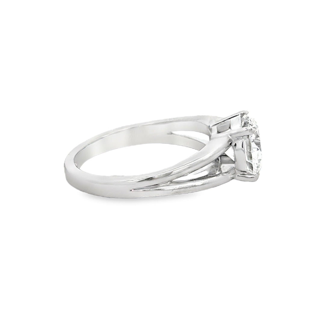 2.02 CT Round Lab Grown Diamond 18K White Gold Split Shank Engagement Ring