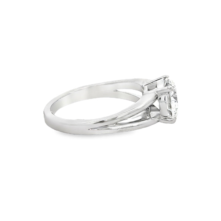 2.02 CT Round Lab Grown Diamond 18K White Gold Split Shank Engagement Ring