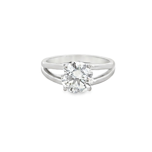2.02 CT Round Lab Grown Diamond 18K White Gold Split Shank Engagement Ring