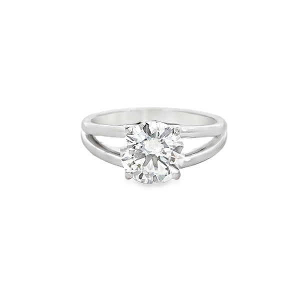 2.02 CT Round Lab Grown Diamond 18K White Gold Split Shank Engagement Ring