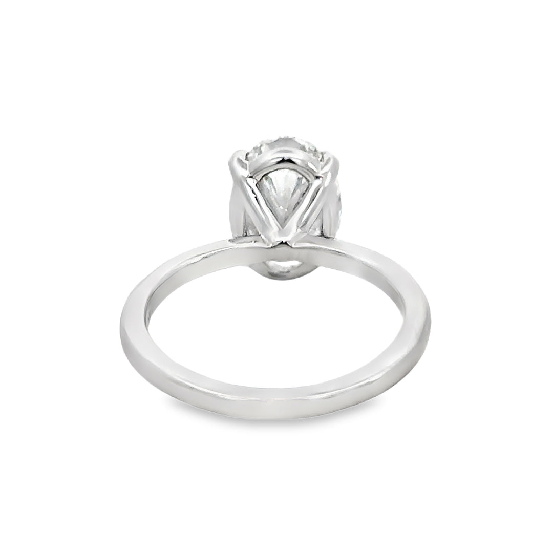 3.04 CT Oval Lab Grown Diamond 14K White Gold Engagement Ring