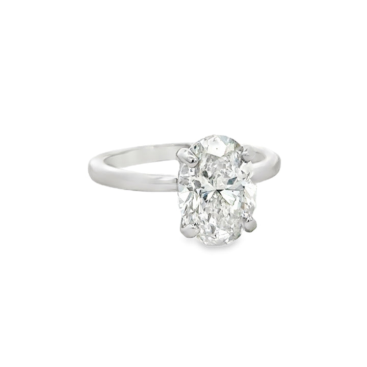 3.04 CT Oval Lab Grown Diamond 14K White Gold Engagement Ring