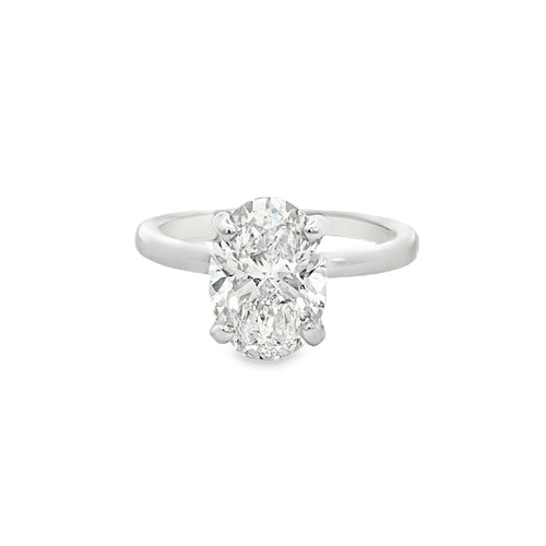 3.04 CT Oval Lab Grown Diamond 14K White Gold Engagement Ring