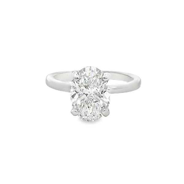 3.04 CT Oval Lab Grown Diamond 14K White Gold Engagement Ring