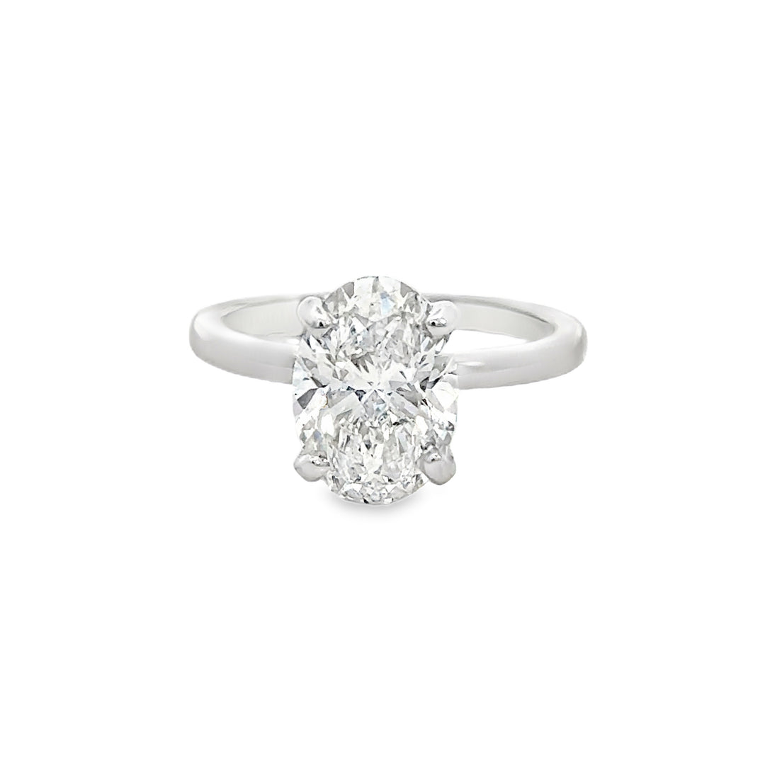 3.04 CT Oval Lab Grown Diamond 14K White Gold Engagement Ring
