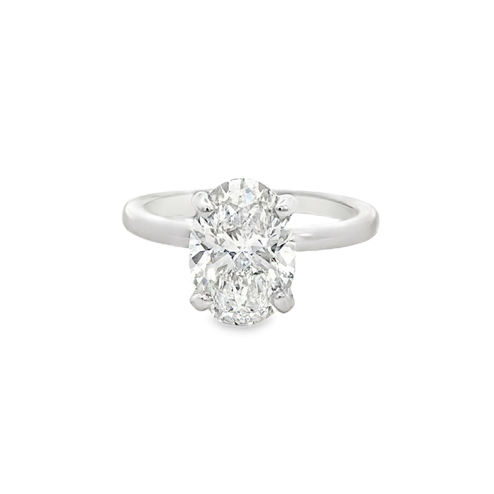 3.04 CT Oval Lab Grown Diamond 14K White Gold Engagement Ring