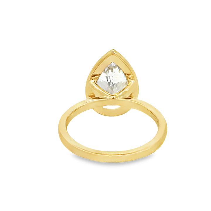 3.00 CT Pear-Shaped Lab Grown Diamond 14K Yellow Gold Bezel Engagement Ring