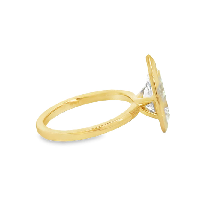 3.00 CT Pear-Shaped Lab Grown Diamond 14K Yellow Gold Bezel Engagement Ring