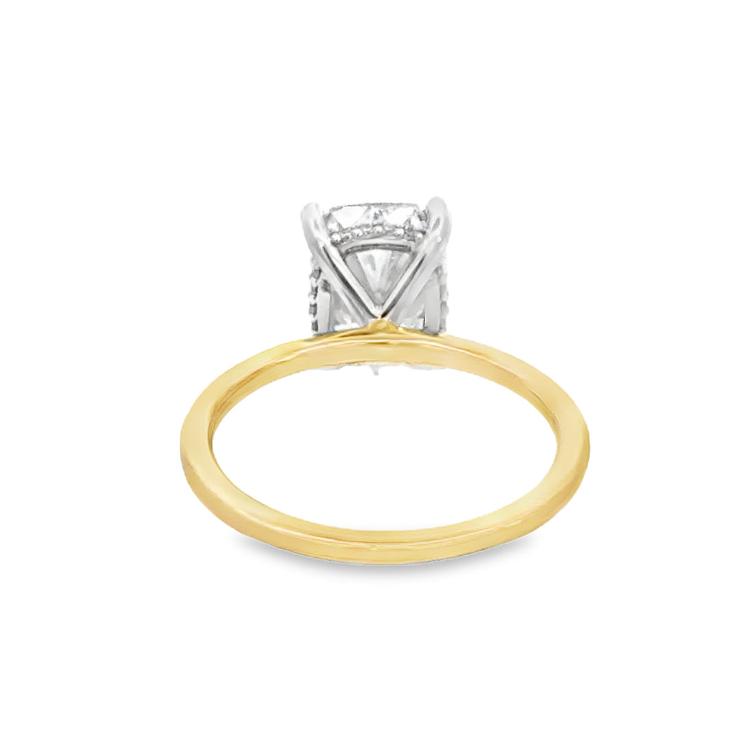 3.03 CT Lab Grown Cushion Diamond 14K Yellow Gold Engagement Ring